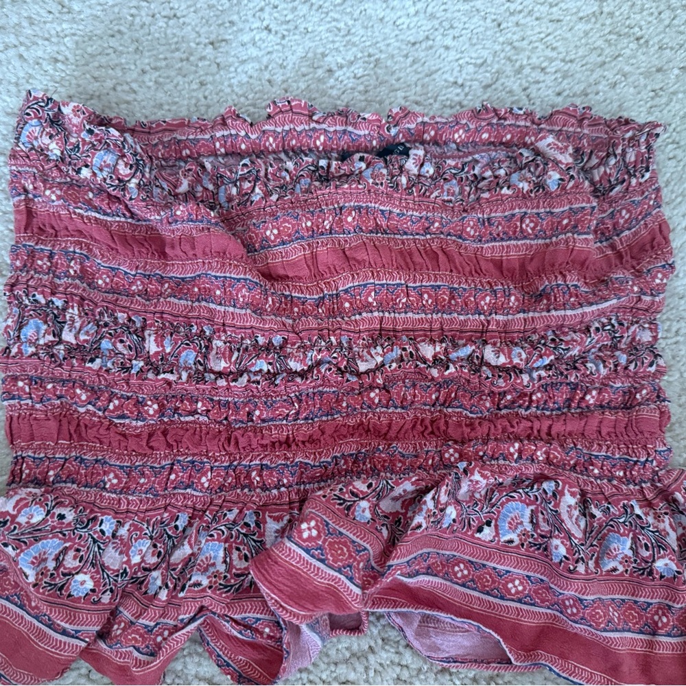 Red and White Paisley Tube Top